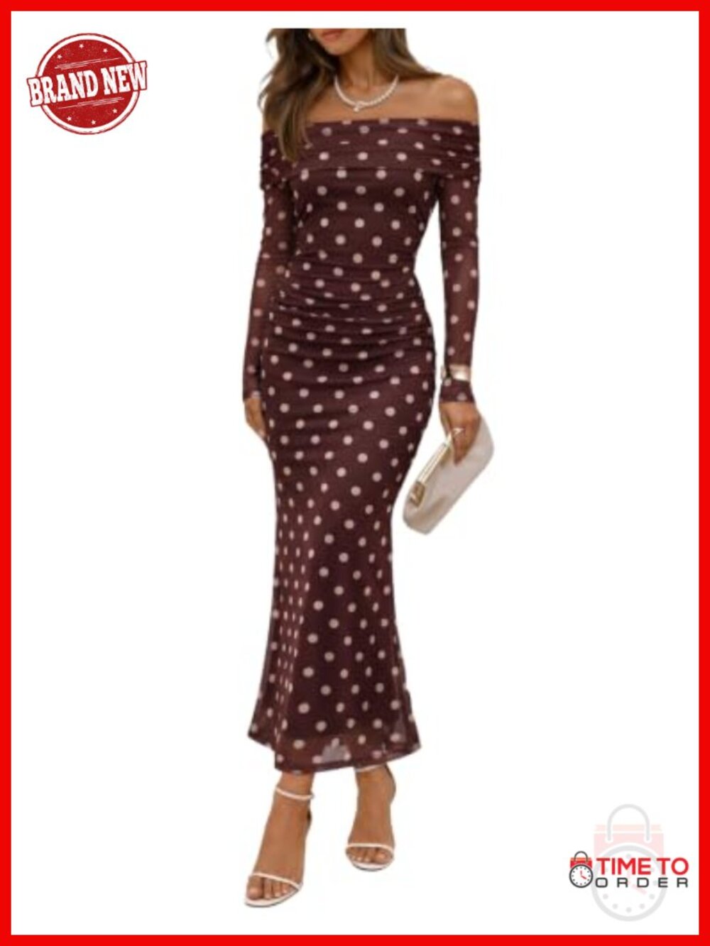 Women's Off Shoulder Long Sleeve Mesh Maxi Dress Mermaid Bodycon Ruched